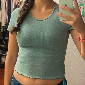 American eagle green waffle baby tee